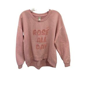 Green tea sweatshirt “Rose all Day “  pink size med